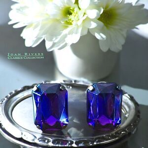 JOAN RIVERS Purple Faceted Pushback Earrings